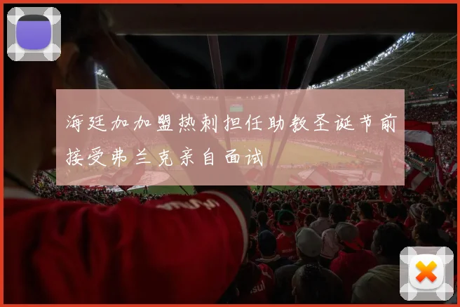 海廷加加盟热刺担任助教圣诞节前接受弗兰克亲自面试